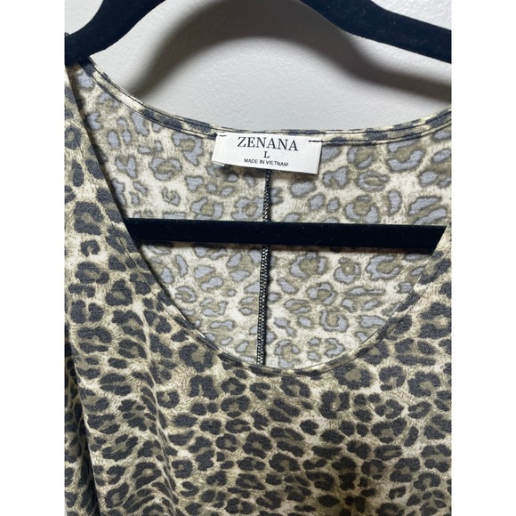 Zenana Leopard Print Tank Top  Large RPT-8110AB Scoop Neck Sleeveless Brown - Picture 2 of 4